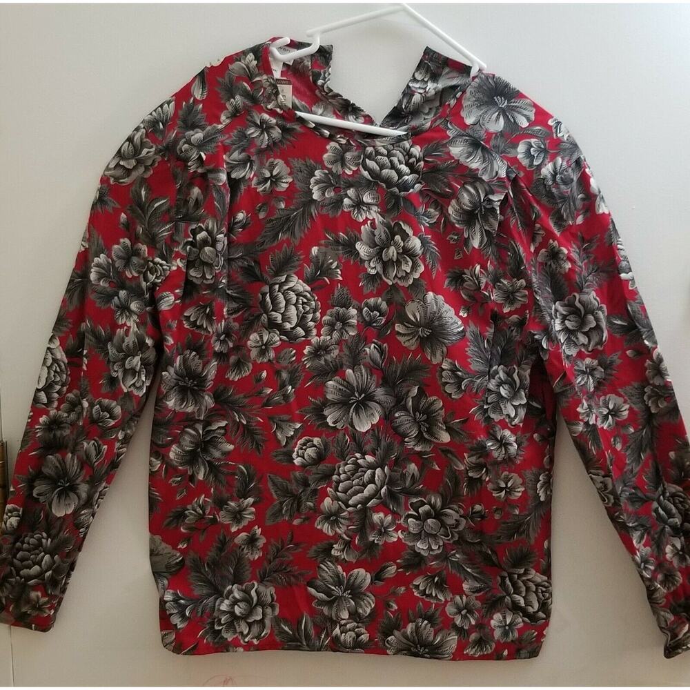 NWT Rena Rowan For Saville Womens Multicolor Floral Blouse Size 8 Red Grey